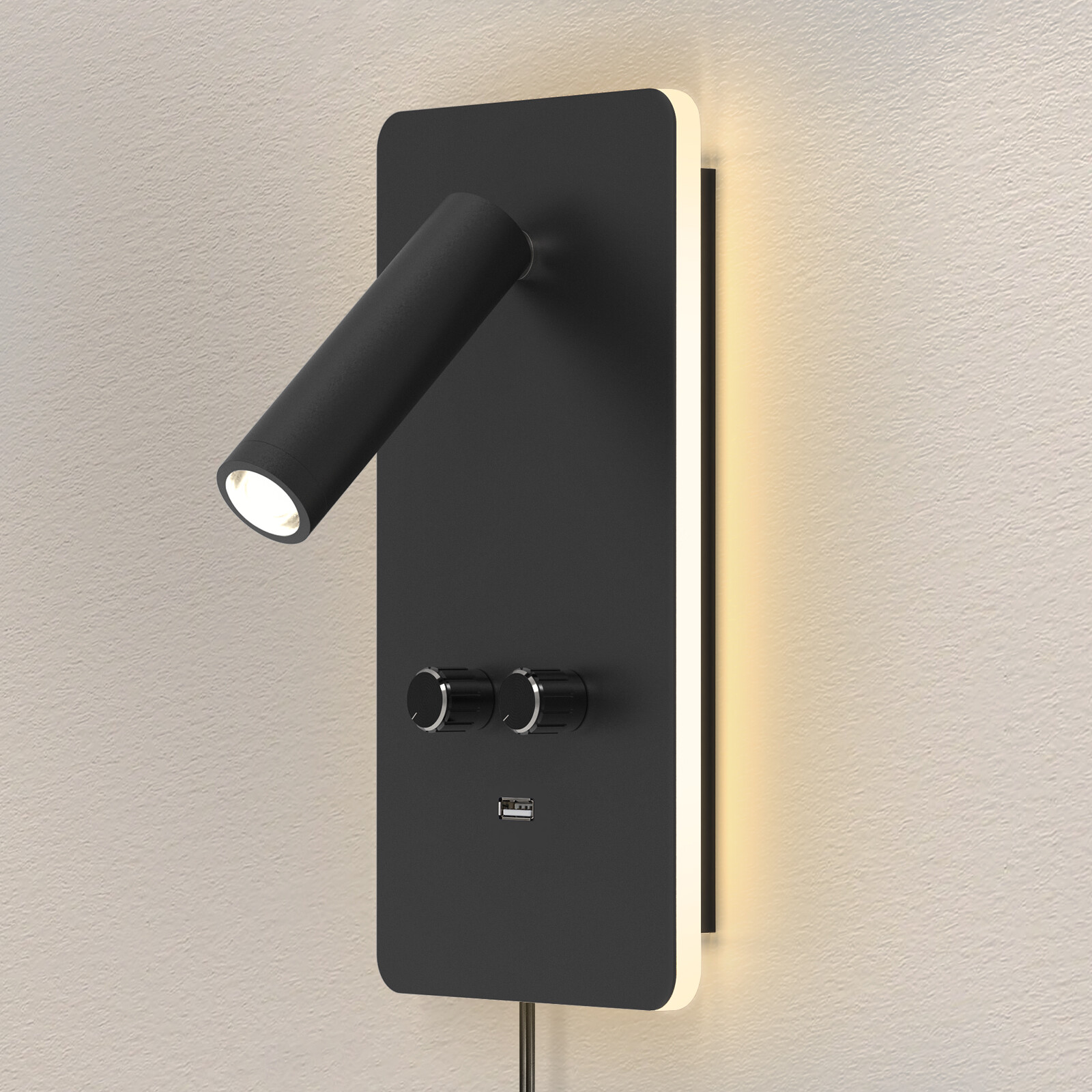 Plug in LED Wall Sconce Backlighting Dimmable Reading Spot Bedside Lamp USB Port