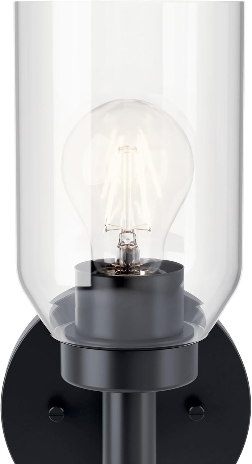 Kichler Madden 1-Light Wall Sconce Matte Black Bathroom Vanity Light 55183 NEW