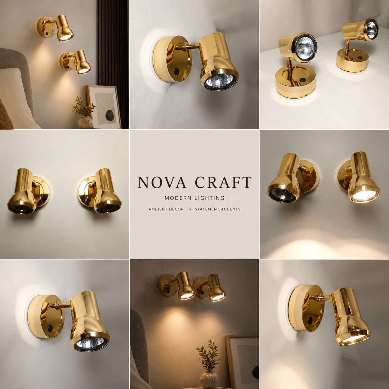 Modern Gold Wall Sconce, Adjustable Spotlight Bedside Lamp, Minimalist Lighting