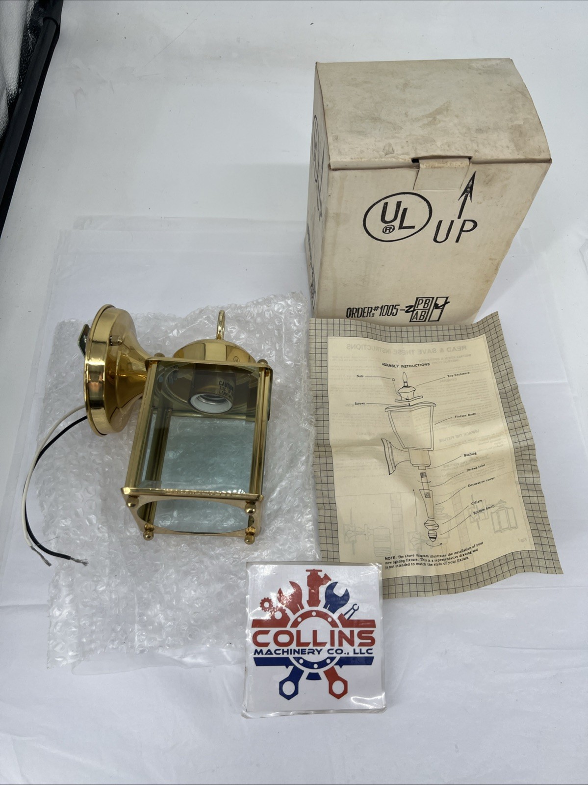 8 inch Polished Brass Square Wall Lantern, 60-Watt, Solid Brass Lighting Fixture