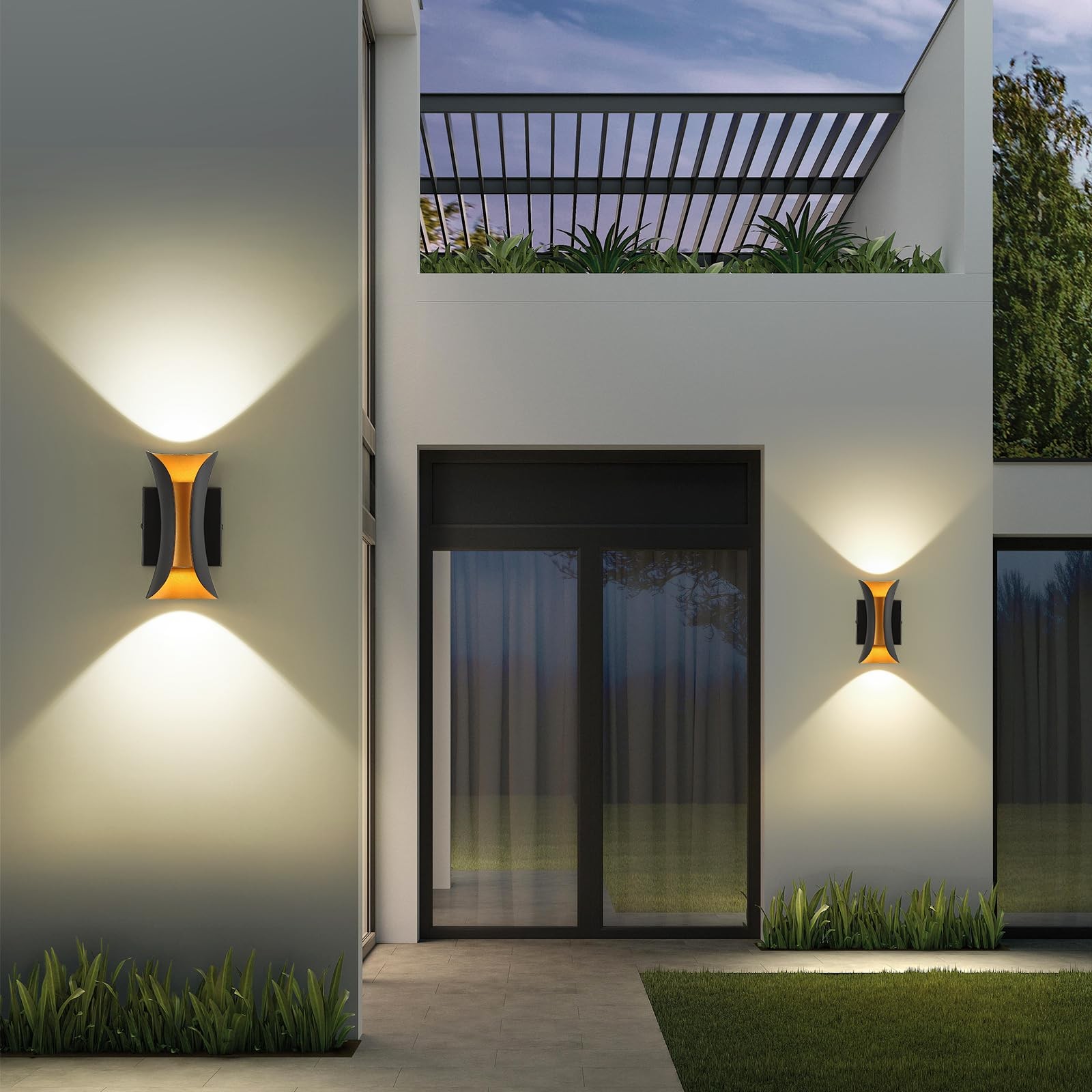 Wall Sconce Modern Indoor Outdoor Lights,7.9 inch IP65 Black and Gold LED Pat…