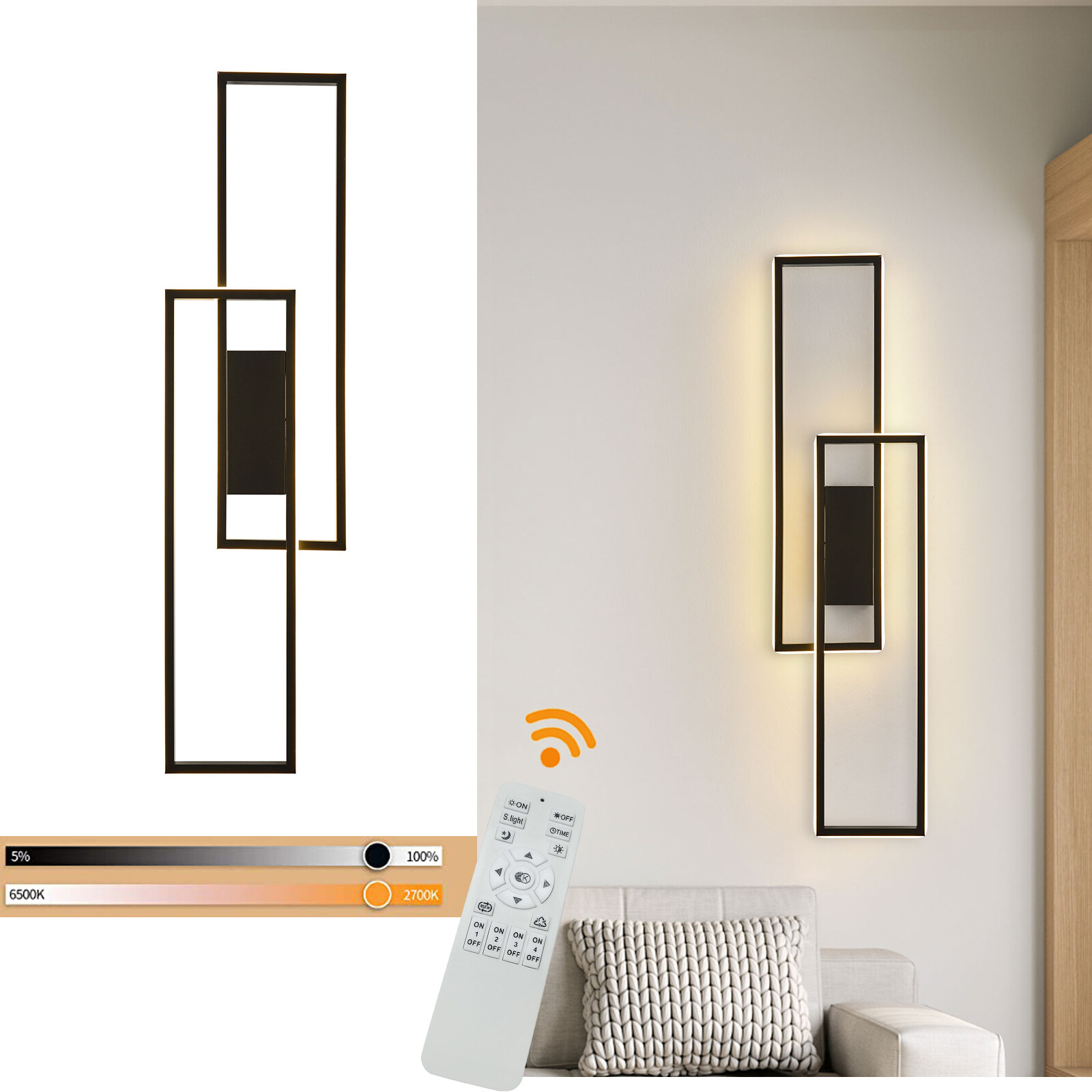 Wall Light Modern Acrylic Metal Wall Sconce LED Lighting Fixture Remote Control