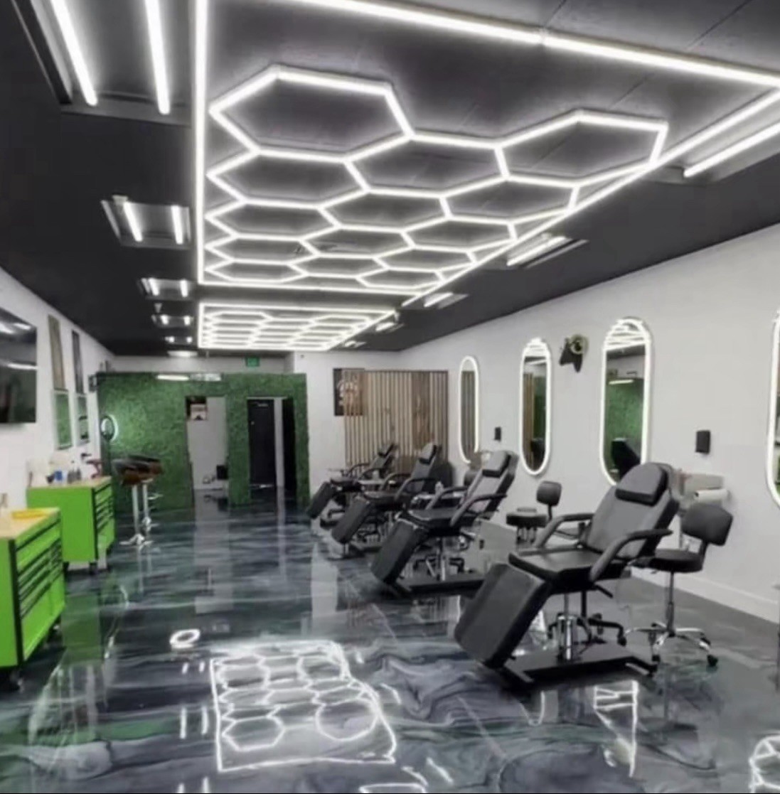 14 Hexagon LED Lighting Detailing Garage Workshop Retail Car Showroom Barber US