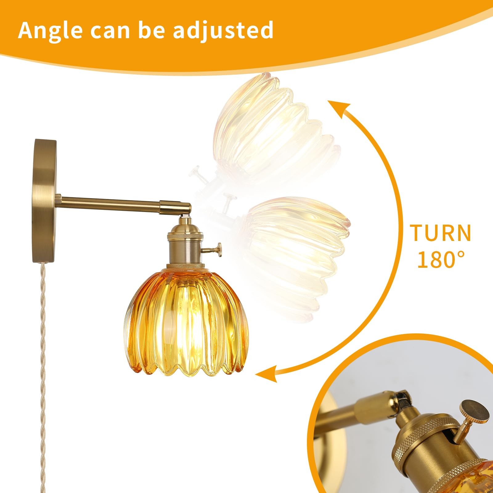 Plug in Wall Sconces Set of 2 Vintage Bedroom Bedside Wall Lights with Tulip …