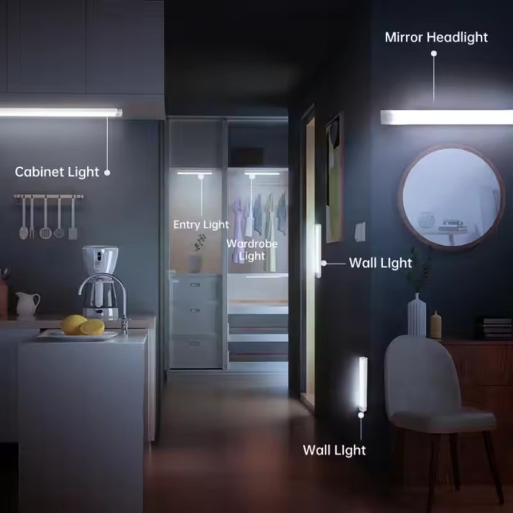 4 Pack LED Under Cabinet Lights, Rechargeable Motion Sensor, 3 Color Dimmable