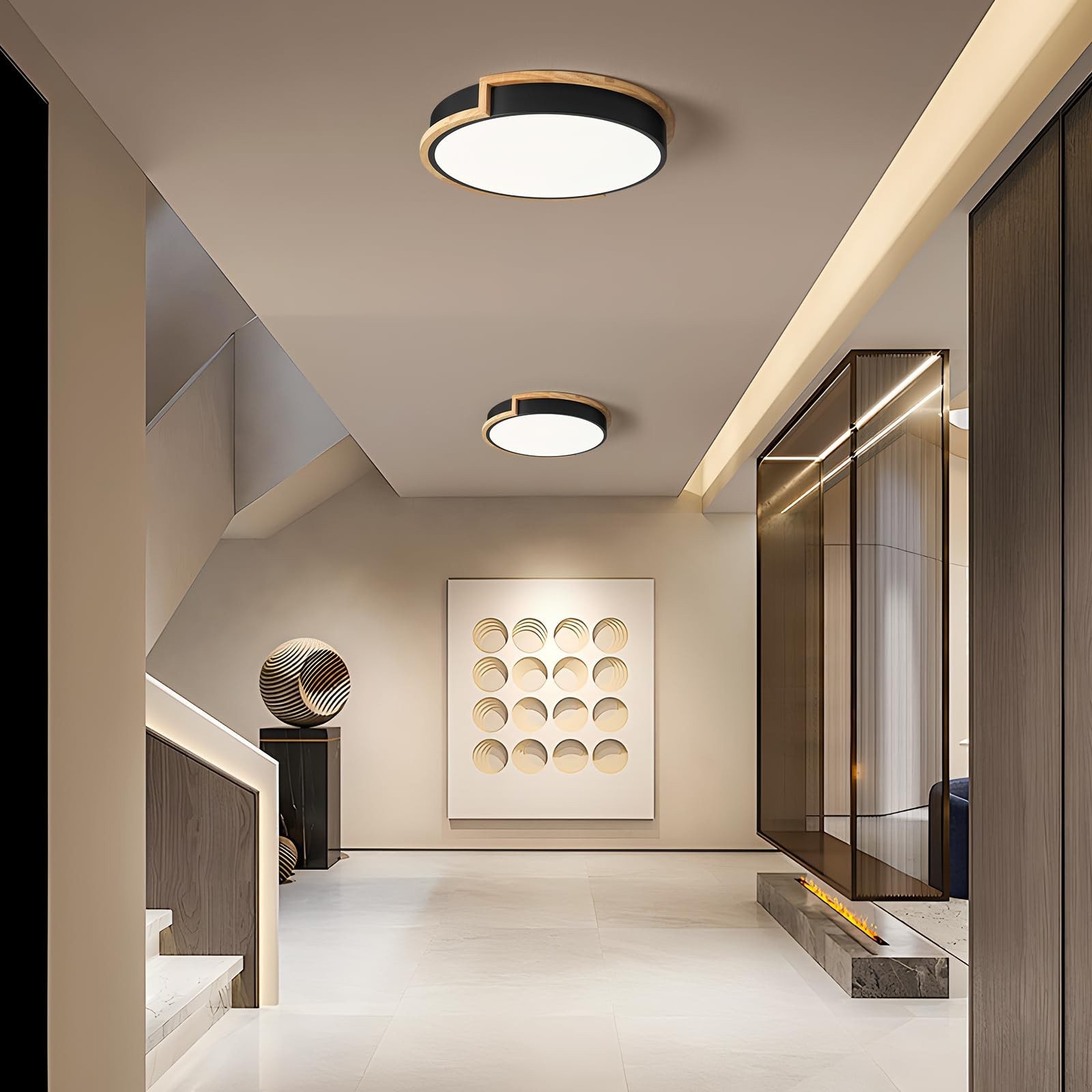 Modern LED Close to Ceiling Light, Round Flush Mount Ceiling Lighting Fixture…