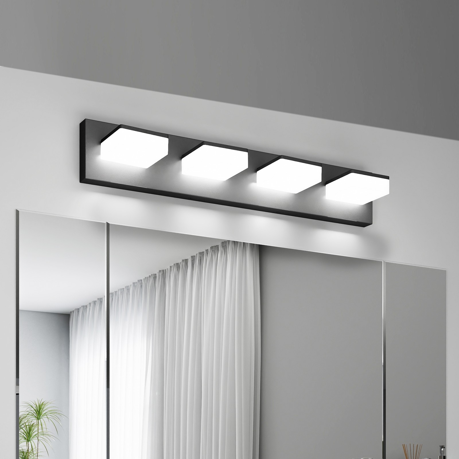 LED 4 Lights 26 Inch Black Modern Vanity Light Bathroom Over Mirror Wall Fixture