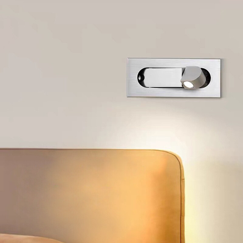 3W LED Wall Recessed Fixture Bedside Light Adjustable Headboard Lamp Switch Shop