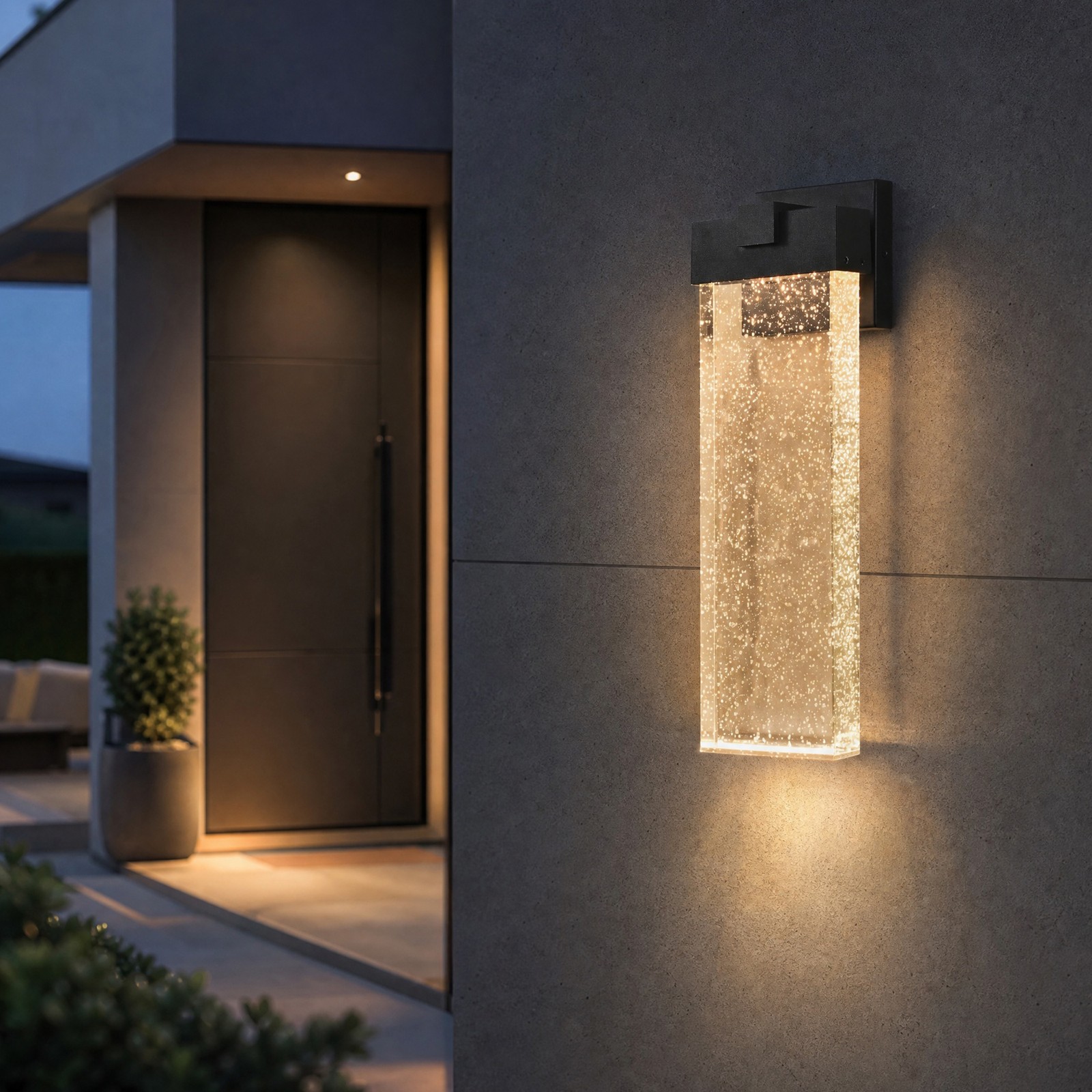 18″ Outdoor LED Wall Light Crystal Bubble Sconce Garage Porch Exterior Fixture