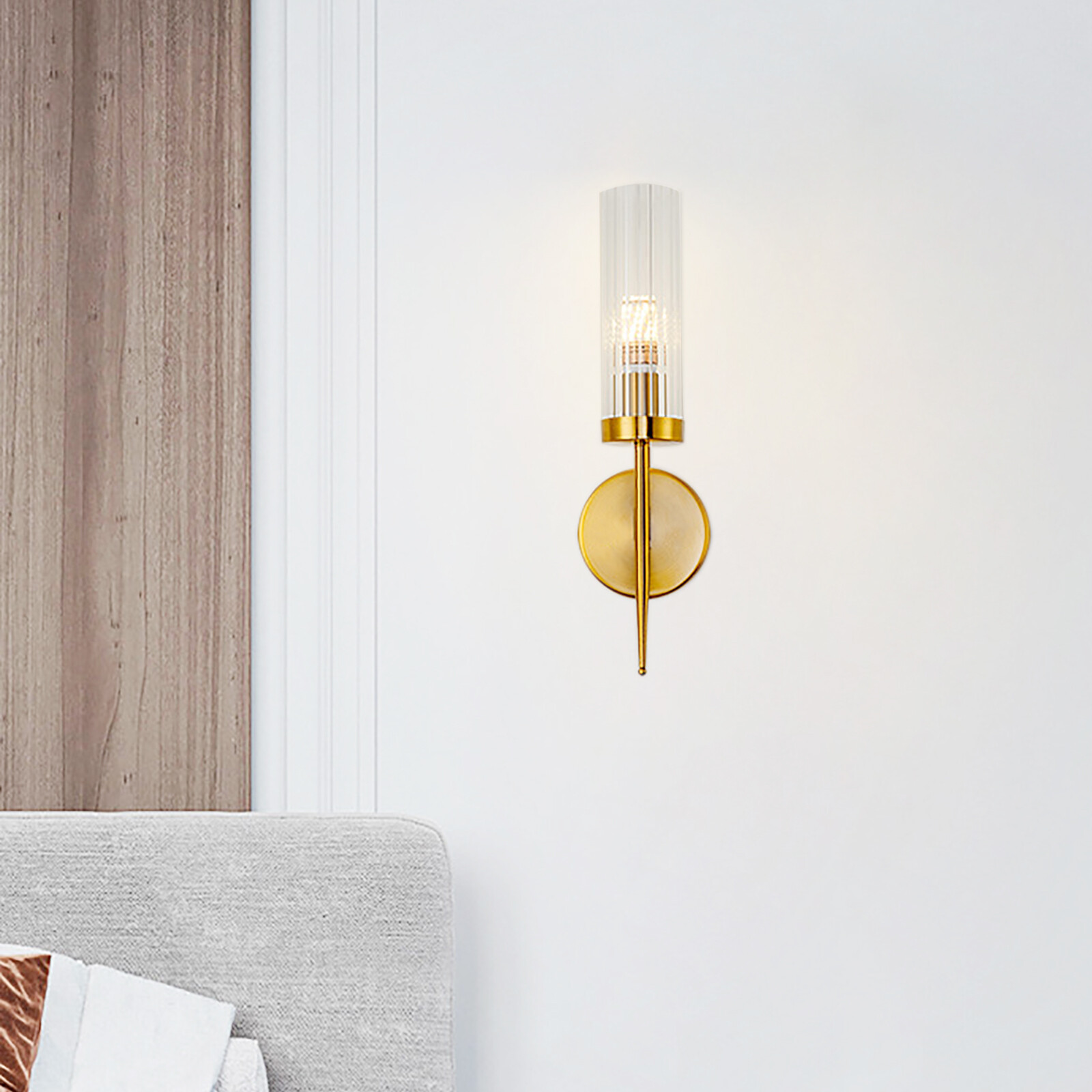 Modern Wall Light Indoor Wall Sconce Lamp Glass Lampshade Bedroom Hallway Gold