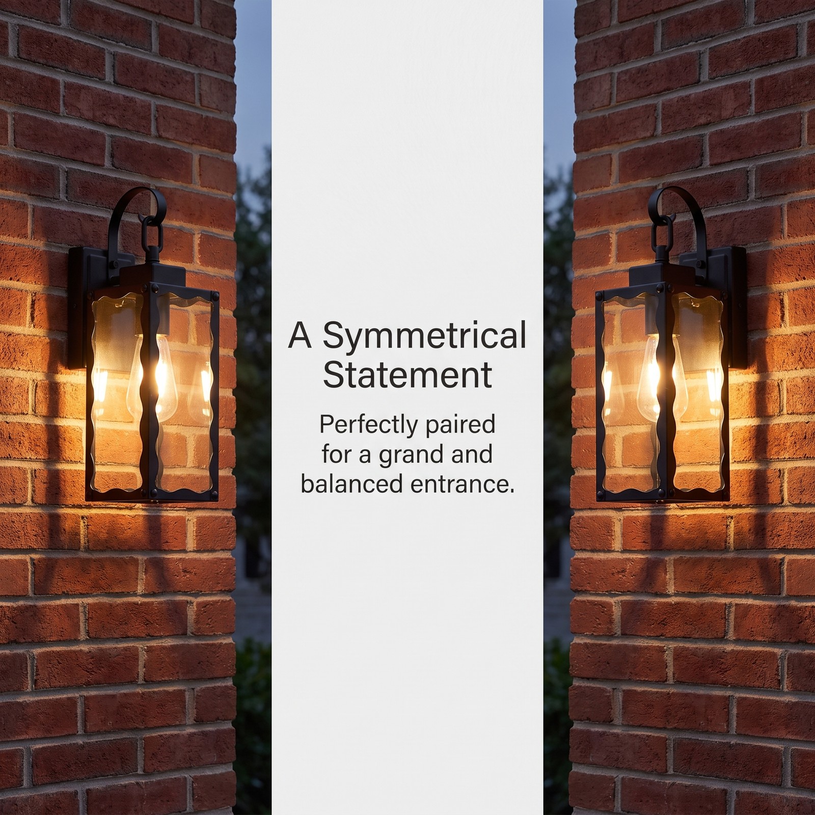 2 Pack 15″ Outdoor Wall Light Glass Porch Exterior Mount Sconce Black Fixture