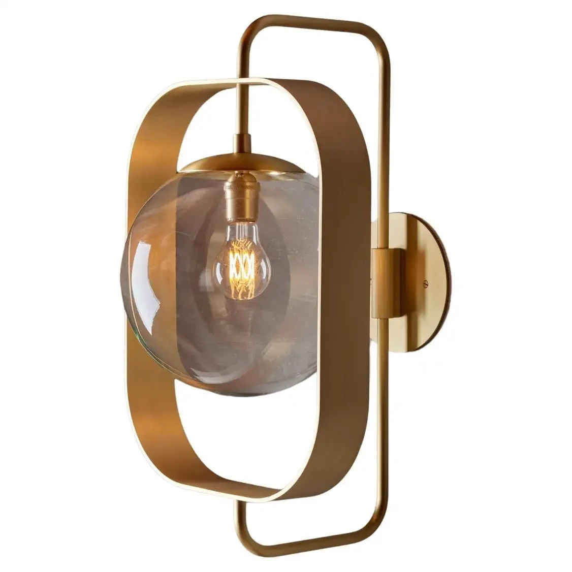 Olivia Wall Sconce Brushed Satin Brass Clear Glass Modern Luxury Light Fixture