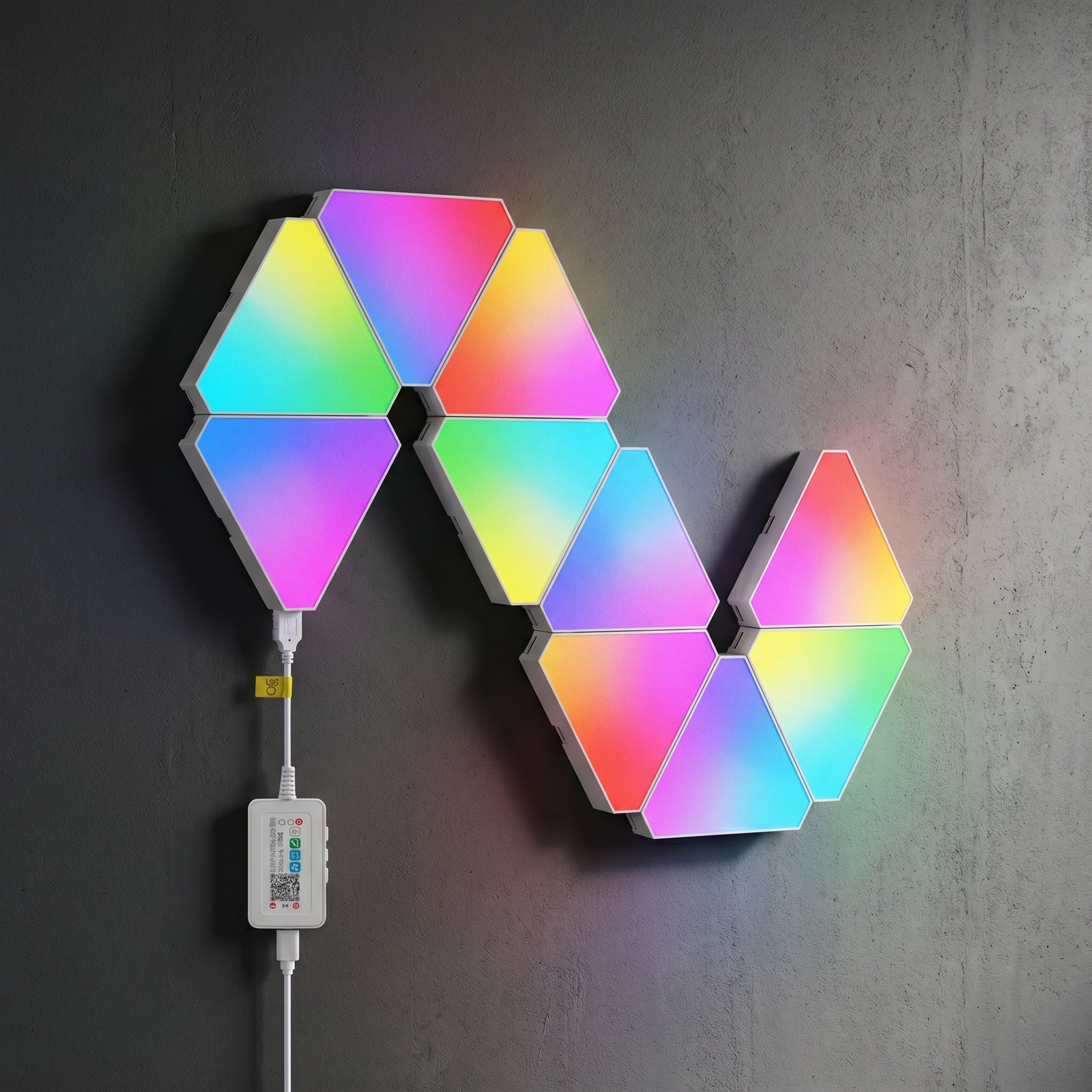 10 Pack Modular Triangle RGB LED Light Panels App Remote Music Sync Wall Decor