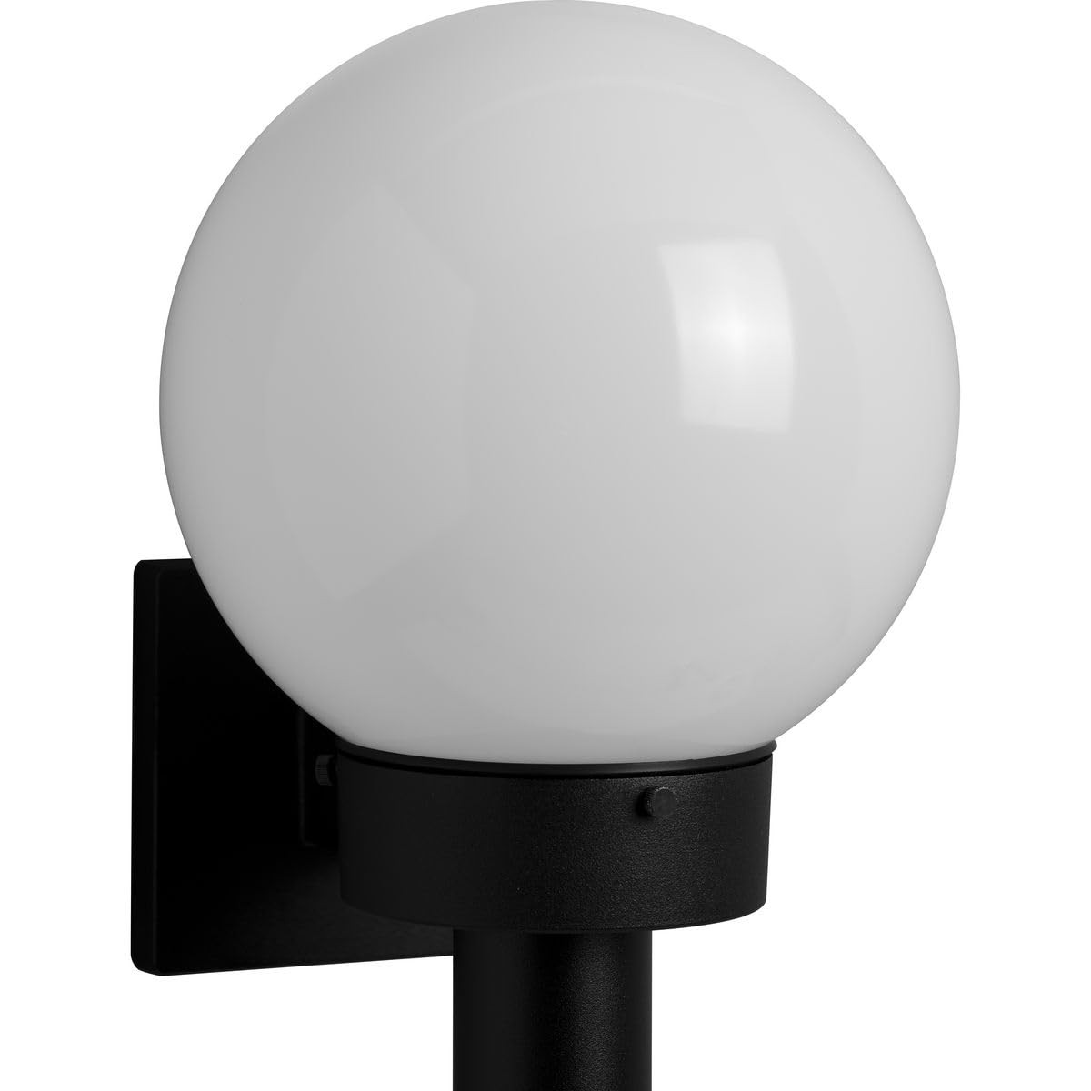 Black 8 Inch Cast Aluminum Wall Light Fixture Opal Glass 100 Watt Medium Base
