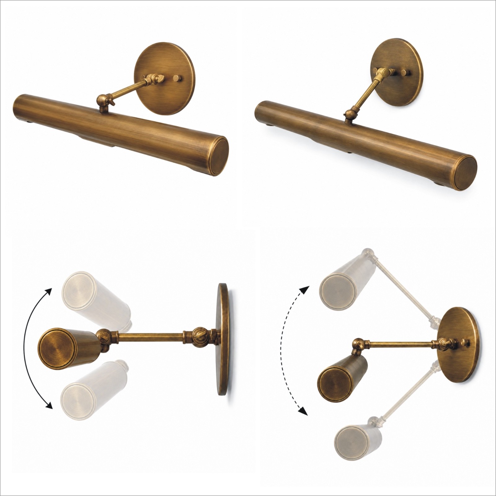 Antique Brass Picture Light Wall Sconce Adjustable Swing Arm Gallery Lamp