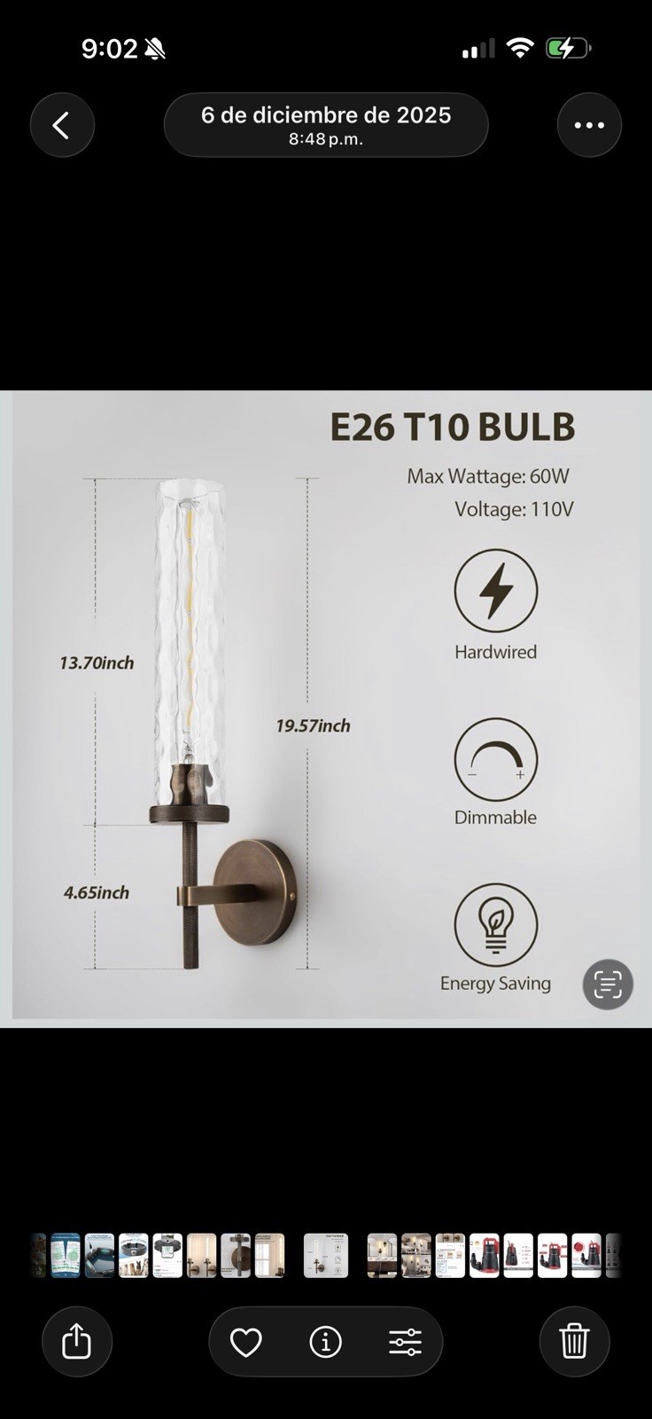 Brass Modern Wall Sconce Bronze Cylinder Glass Shade Dimmable E26 T10 19.57in