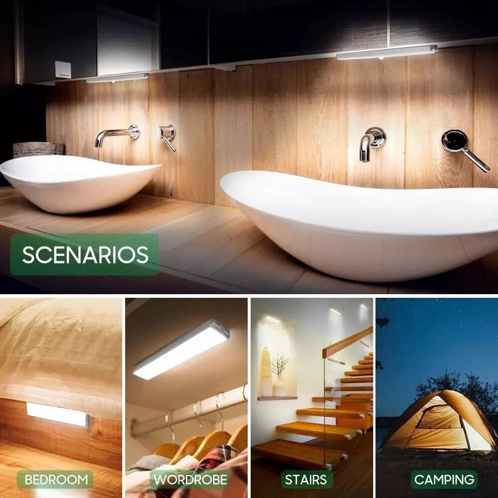LED Motion Sensor Under Cabinet Closet Light USB Rechargeable Kitchen Lamp Strip