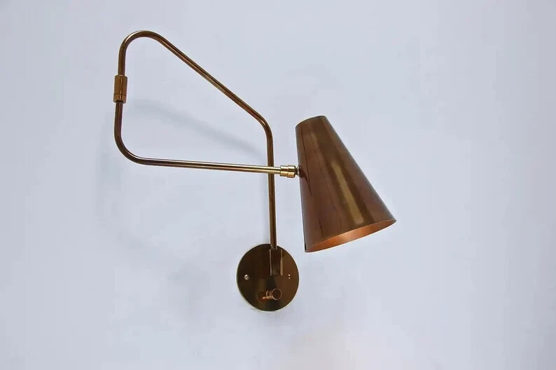 Handmade 1950’s Swing Sconce Midcentury Style Brass And Metal Wall Lamp