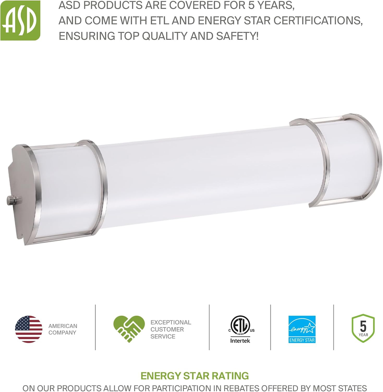 LED 24″ Vanity Flush Mount Light Fixture, Linear Bathroom Lighting Bar | 3CCT, D