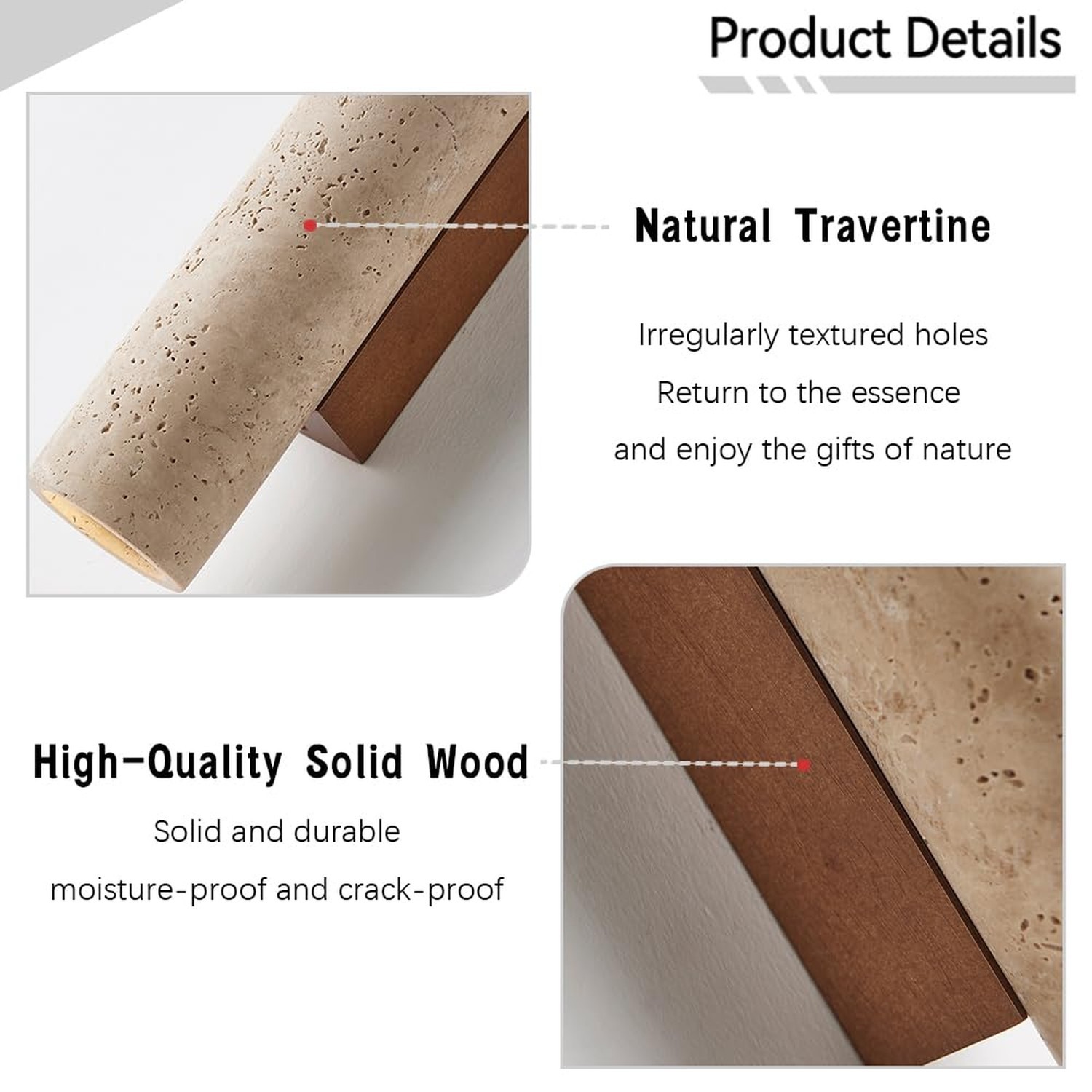 Natural Yellow Travertine Wall Lamp, 11″H Long Linear Stone Wall Sconce with …