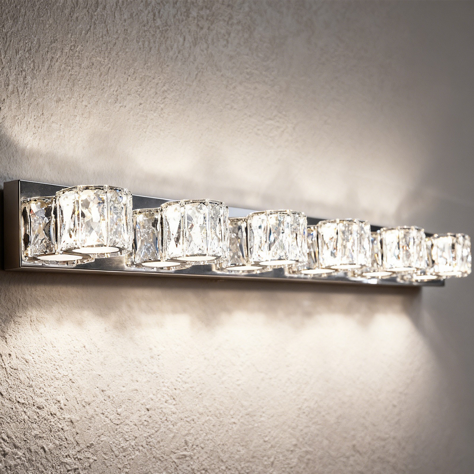 Modern LED 41» Vanity 6 Light Crystal Chrome Bathroom Mirror Wall Lamp Fixture