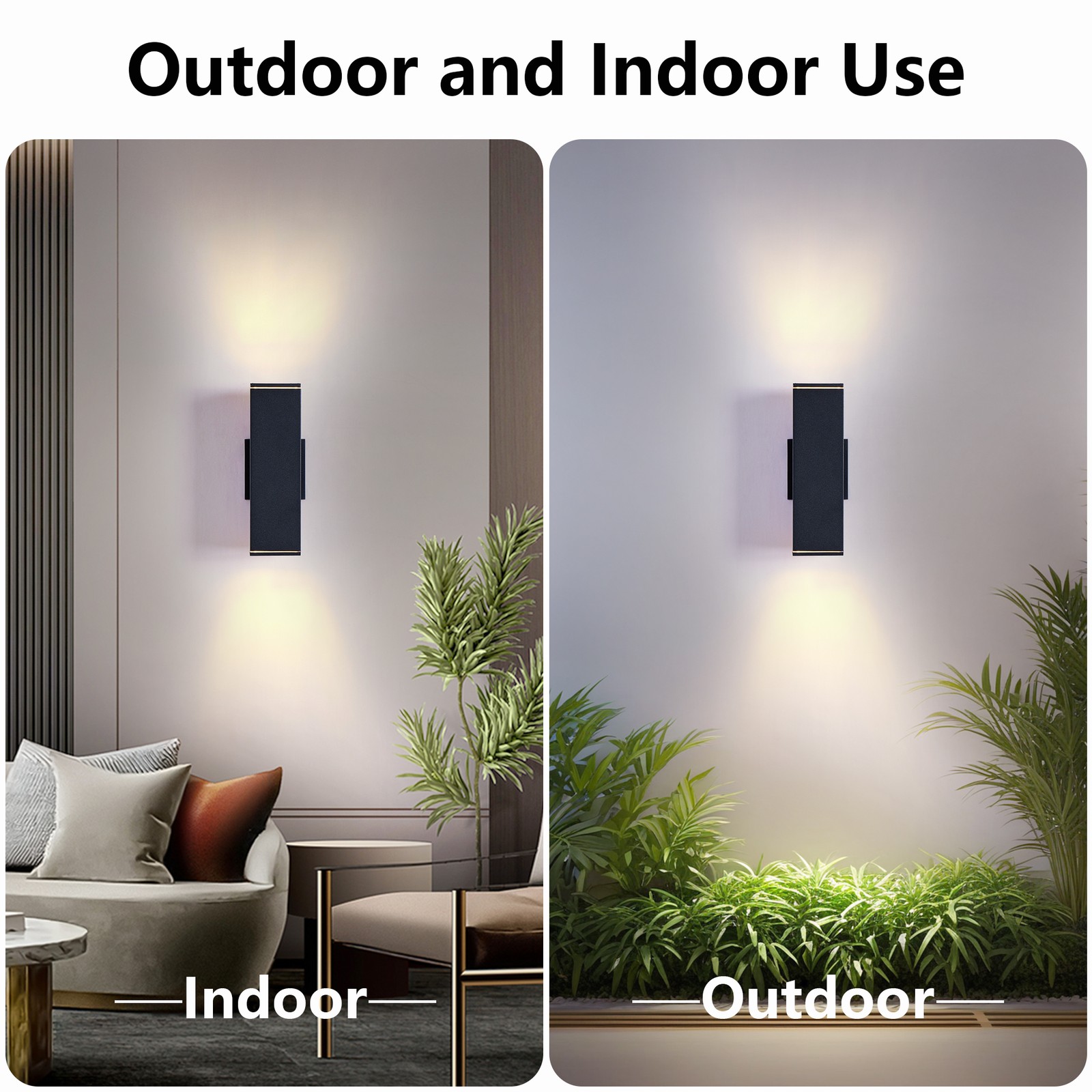 2 Pack 12″ Outdoor Porch Wall Light Up Down Aluminum Waterproof Exterior Sconce