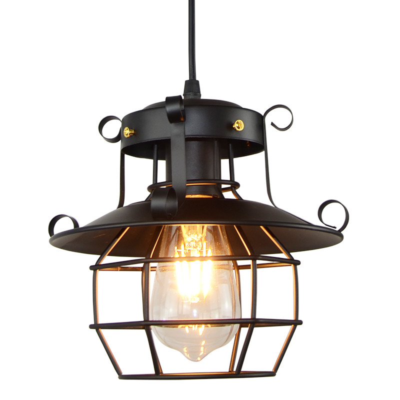 Vintage Metal Cage Barn Ceiling Pendant Hanging Light Fixture Industrial 220V
