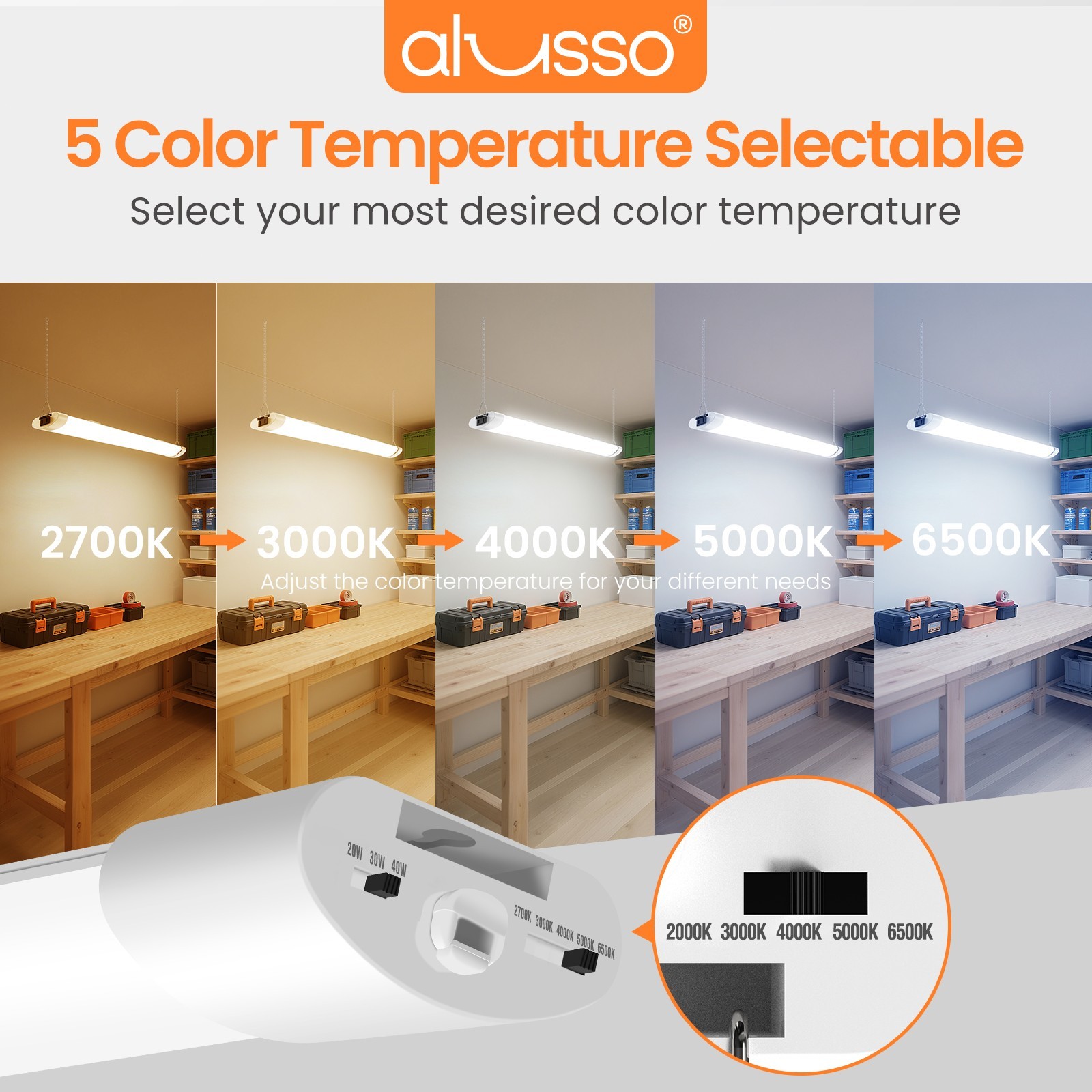 4 Pack 4FT LED Shop Lights 40W 50W 60W 2700K~6500K linkable Lights for Garage