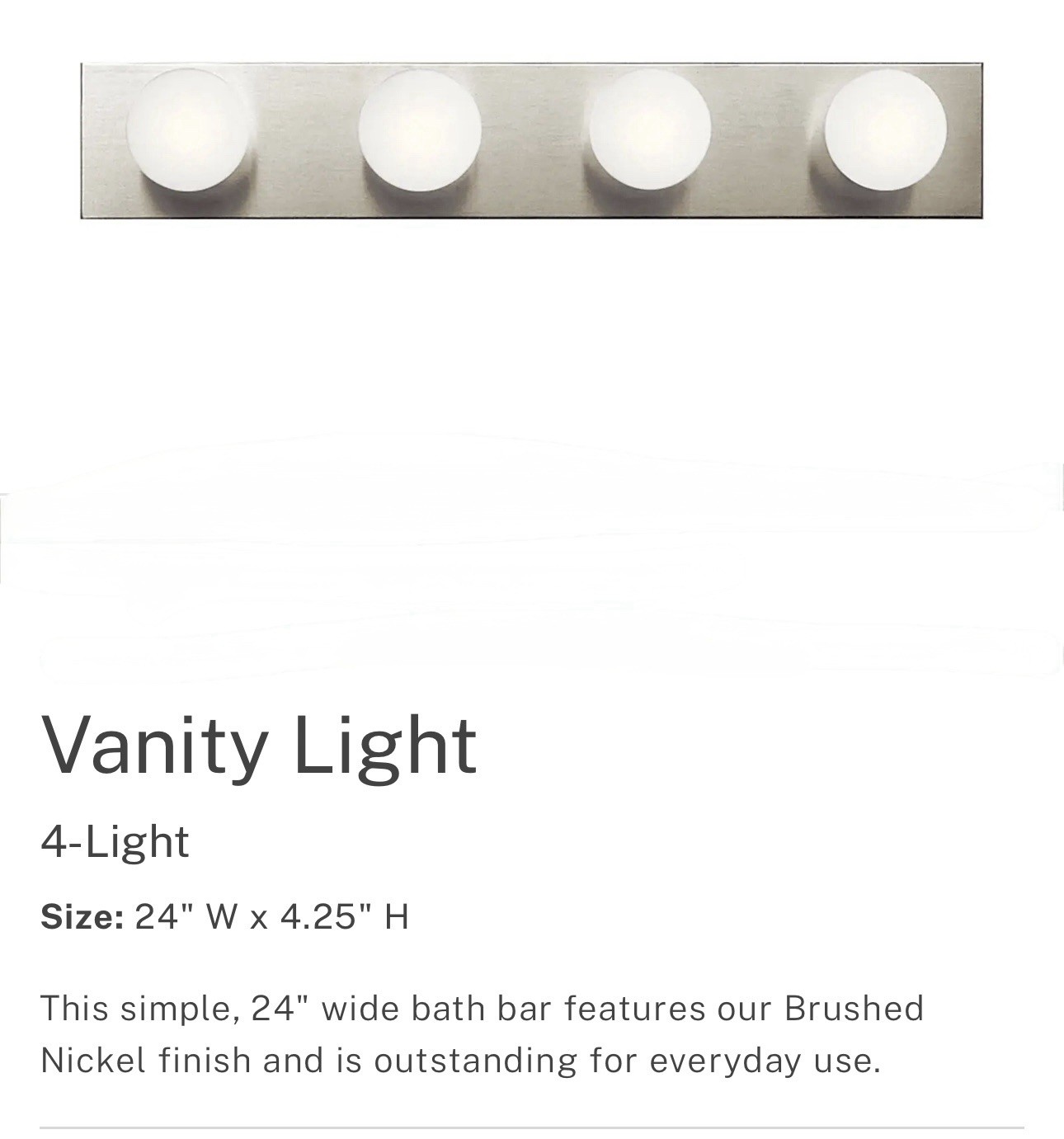 KICHLER Vaniety Light 624 NI Brushed Nickle 4 light 60-W G-25 Lamp