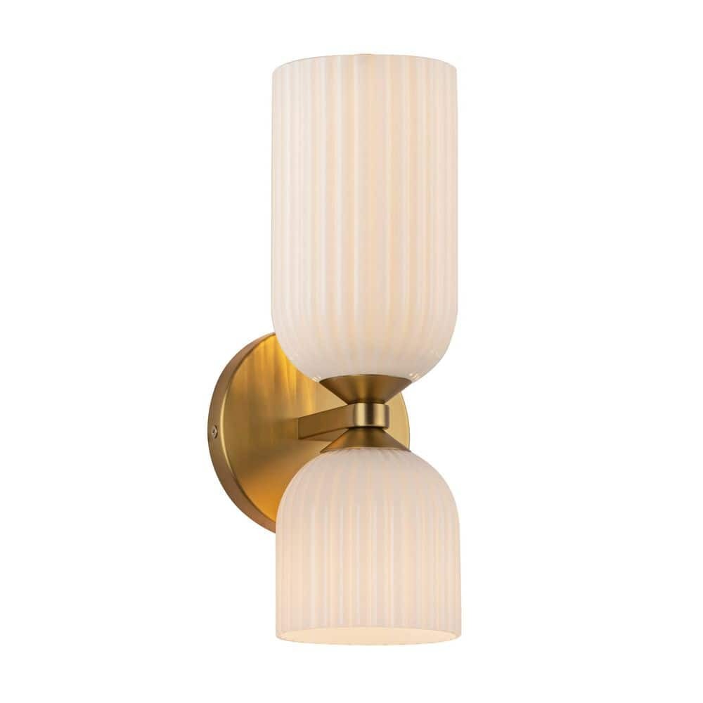 ALORA MOOD Nelly 12 in. 2-Light 40-Watt Brushed Gold Glass Vanity Light