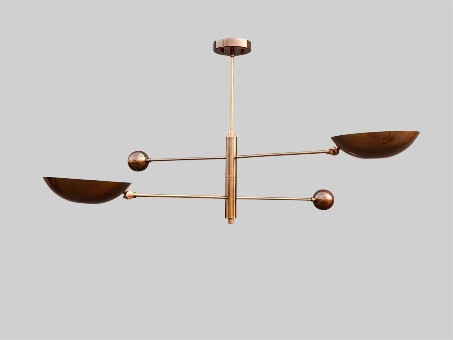 2 Pendant Light Antique Brass Sputnik Chandelier Light Mid Century Brass Modern