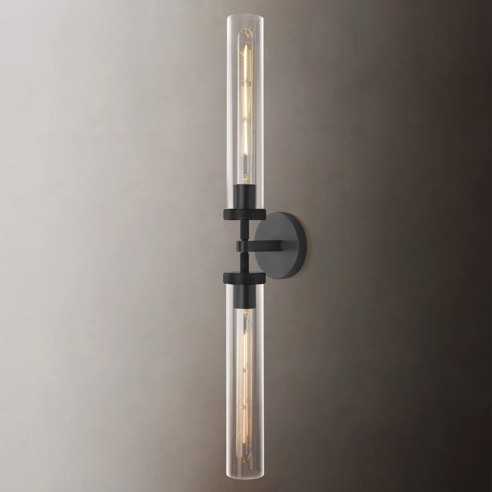 SKFWAITKW Black 30″ Linear 2-Light Wall Sconce w/ Tube Glass Modern Fixture