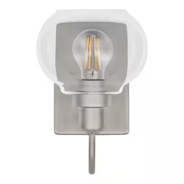 Brushed Nickel Clear glass shade 4.5 in 1 Light Wall Sconce Lamp