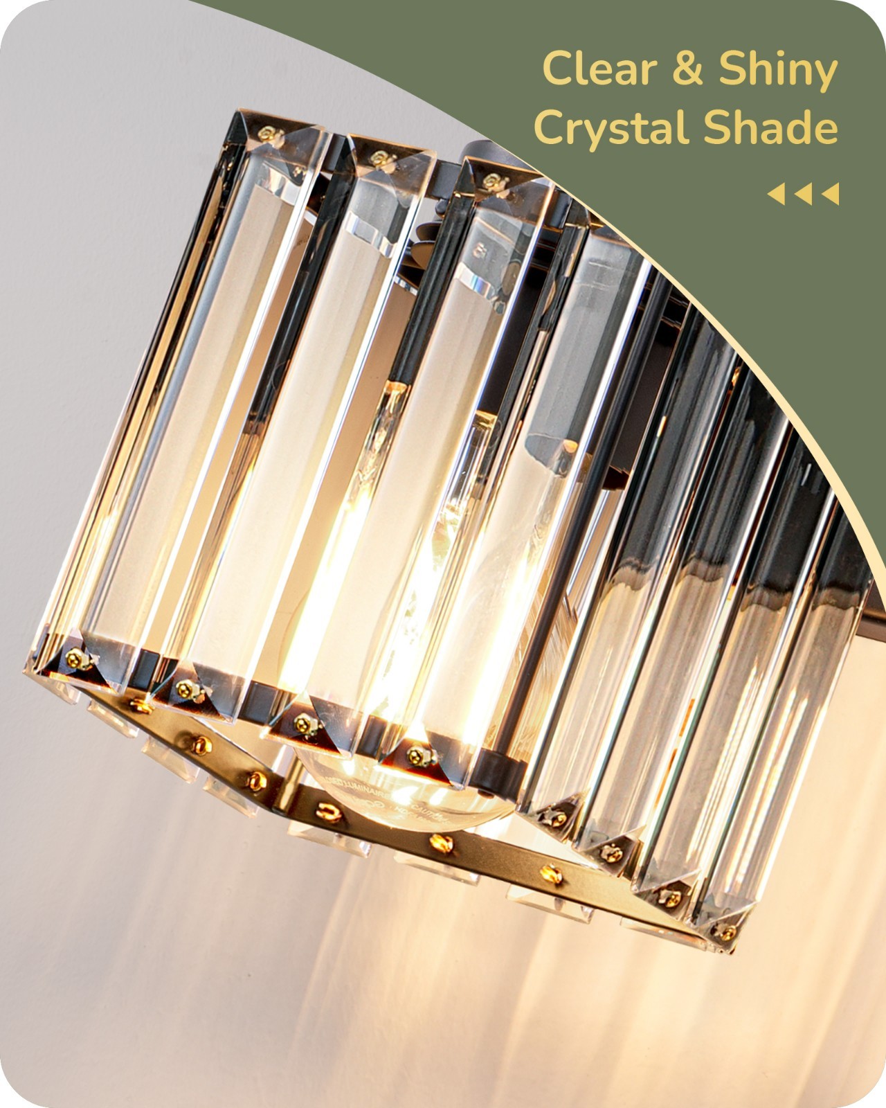 EDISHINE Modern Crystal Bathroom Light Fixture, 2-Light Vanity Sconce, Black