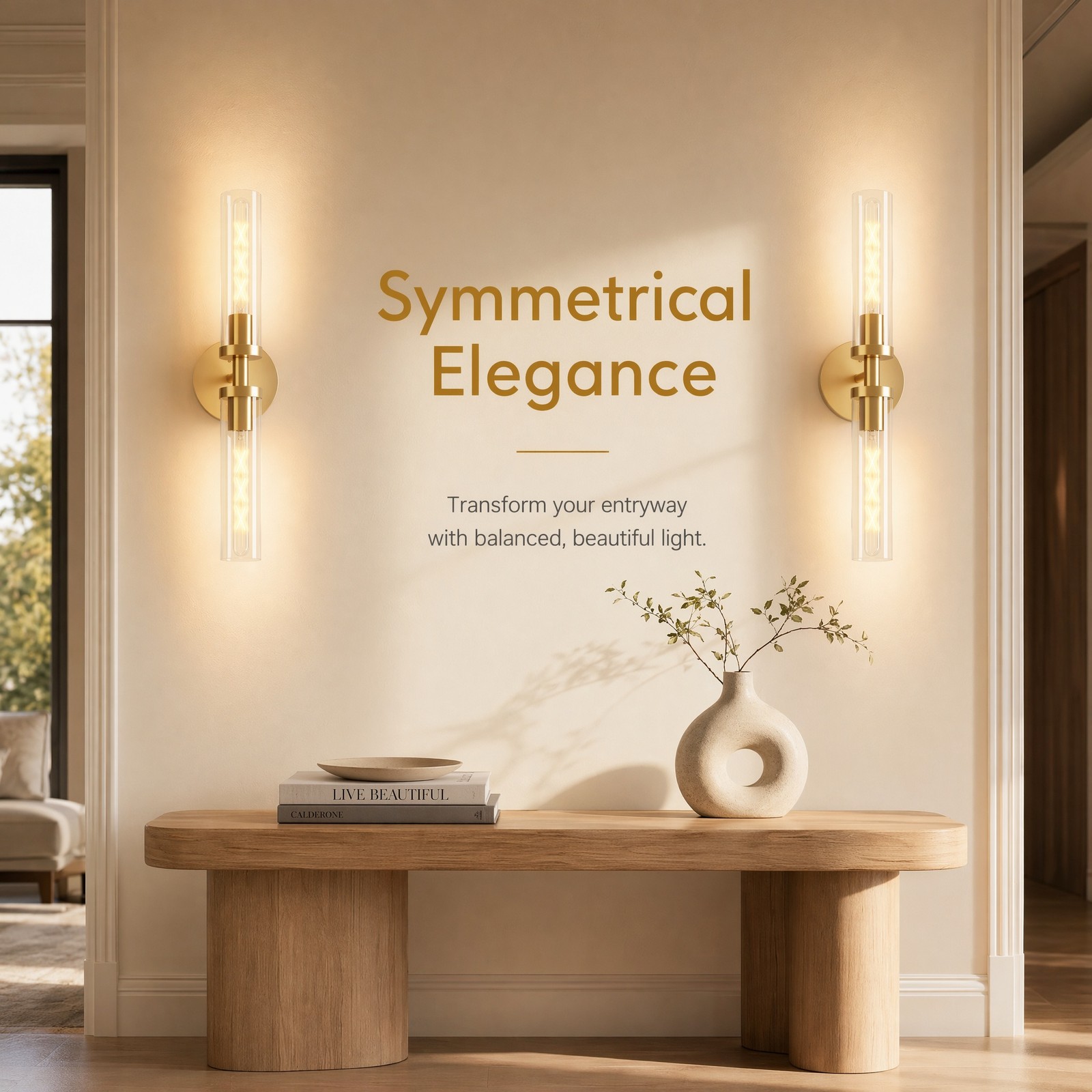 2 Pack 22» Modern Gold Indoor Wall LED Light Bathroom Vanity Sconce Fixture