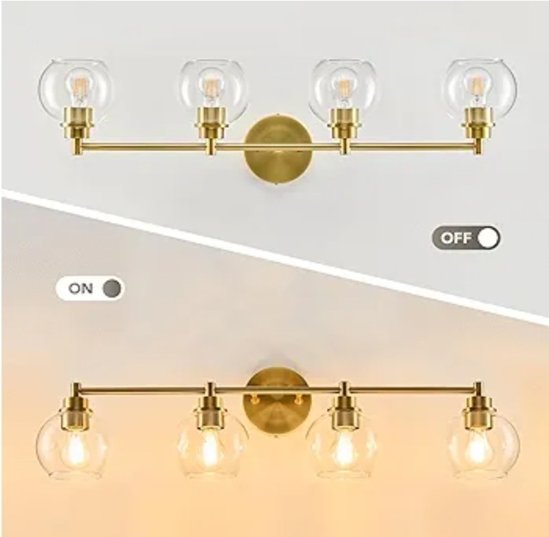 VONLUCE Bathroom Light Fixtures, 4-Light Vanity Light with Globe Glass Shades…