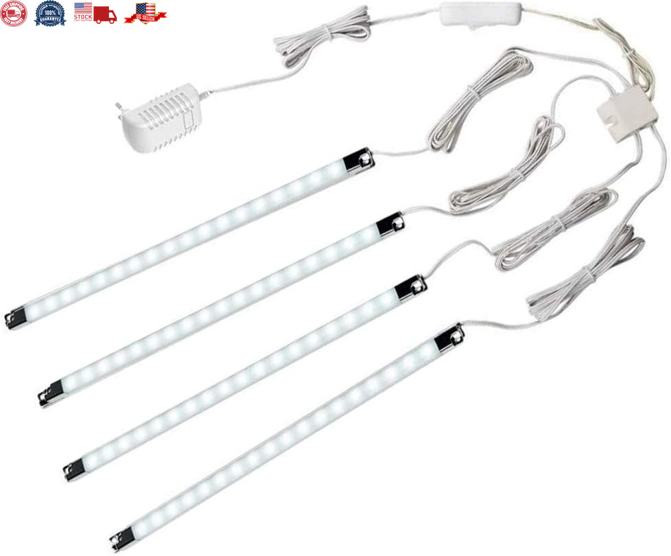 Cefrank LED Display Lights, (4) Strip Light Bars for Display Case Shelf Showcase