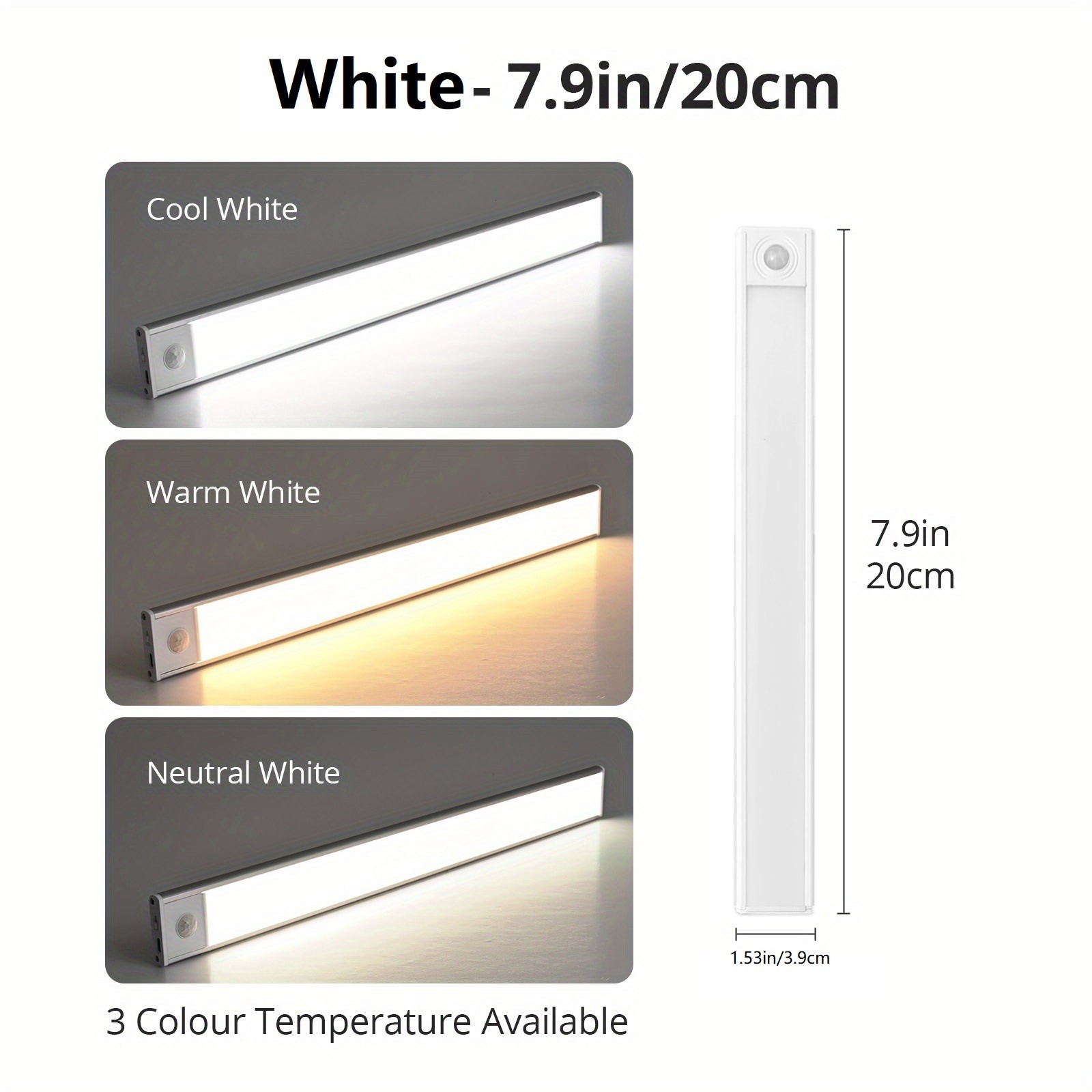 2PCS LED Motion Sensor Cabinet Closet Lamp USB Rechargeable Wireless Strip Light