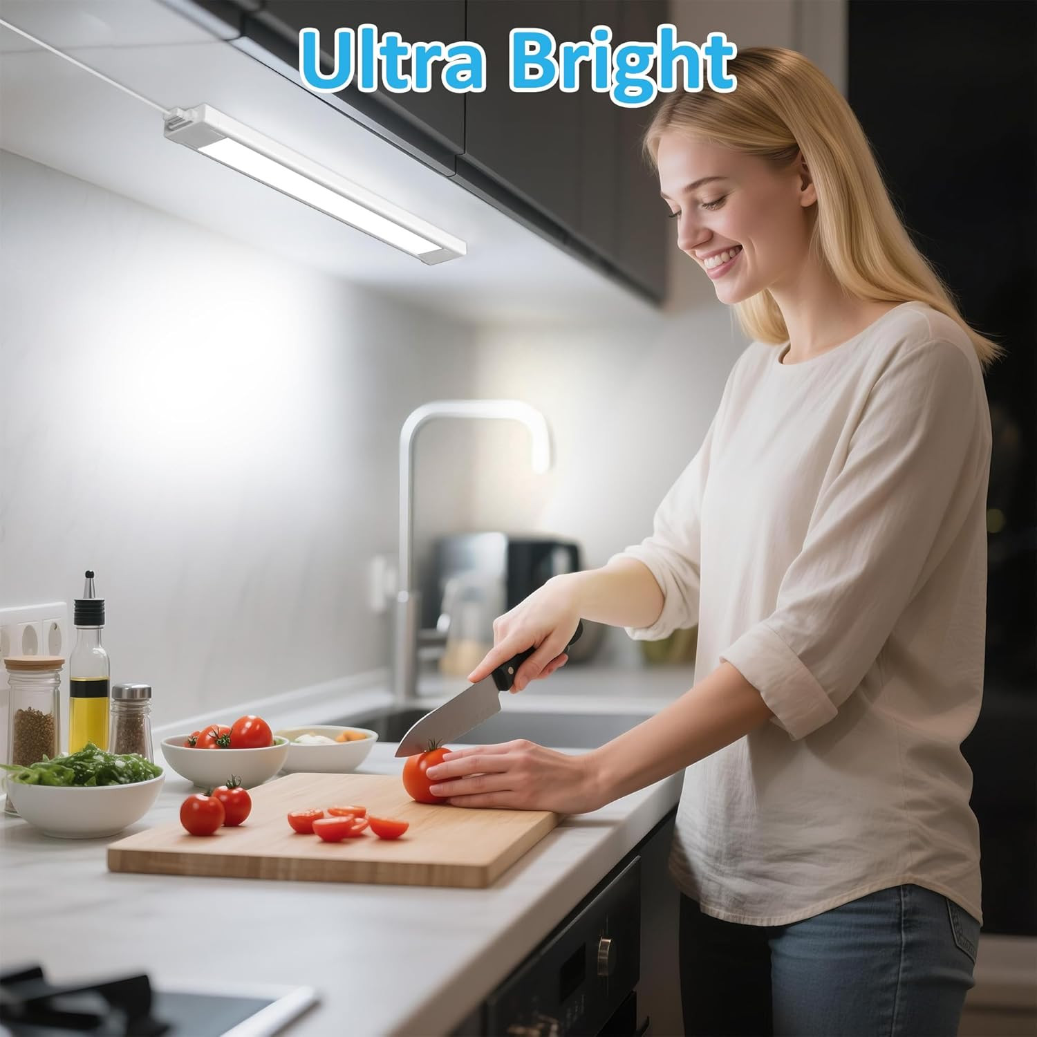 under Cabinet Lighting Plug In, 14 Inch Linkable Ultra Bright LED Light Bar, Ren
