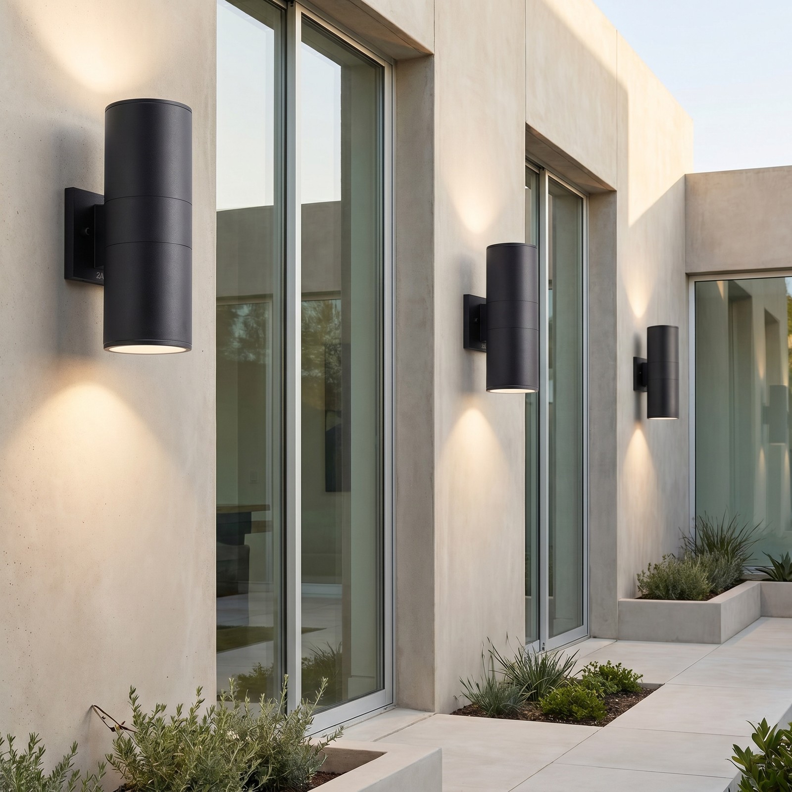 4 Pack 12 inch Porch Modern Black Metal Outdoor Wall Light Sconce Mount Fixture