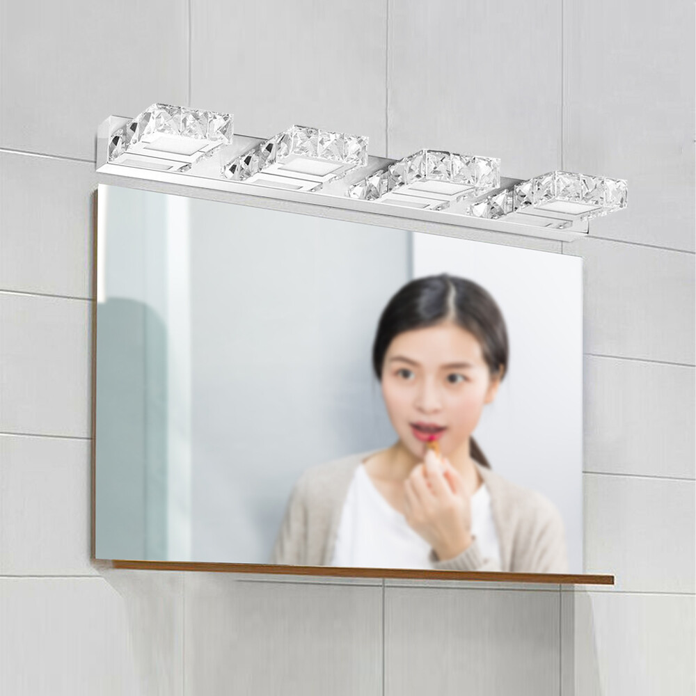 LED 4-Light Bathroom Vanity Light Fixture,Over Mirror Modern Crystal Wall Lamps