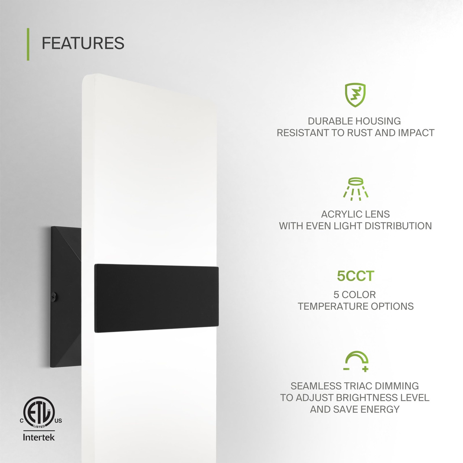 14 Inch Indoor Wall Sconce – 24W 2700K-5000K Dimmable Black Wall Sconce Light…