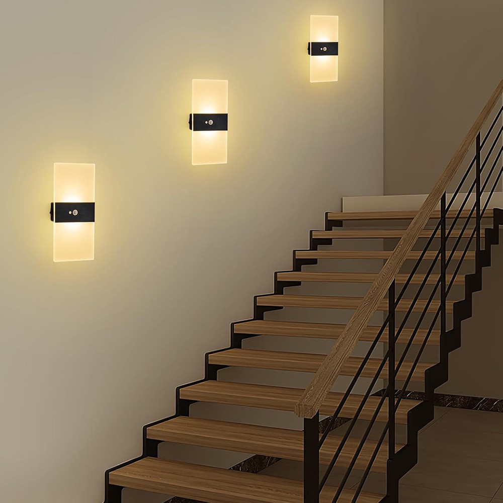 4PCS Motion Sensor Wall Sconces, Battery Operated Wall Sconce Rechargeable Light