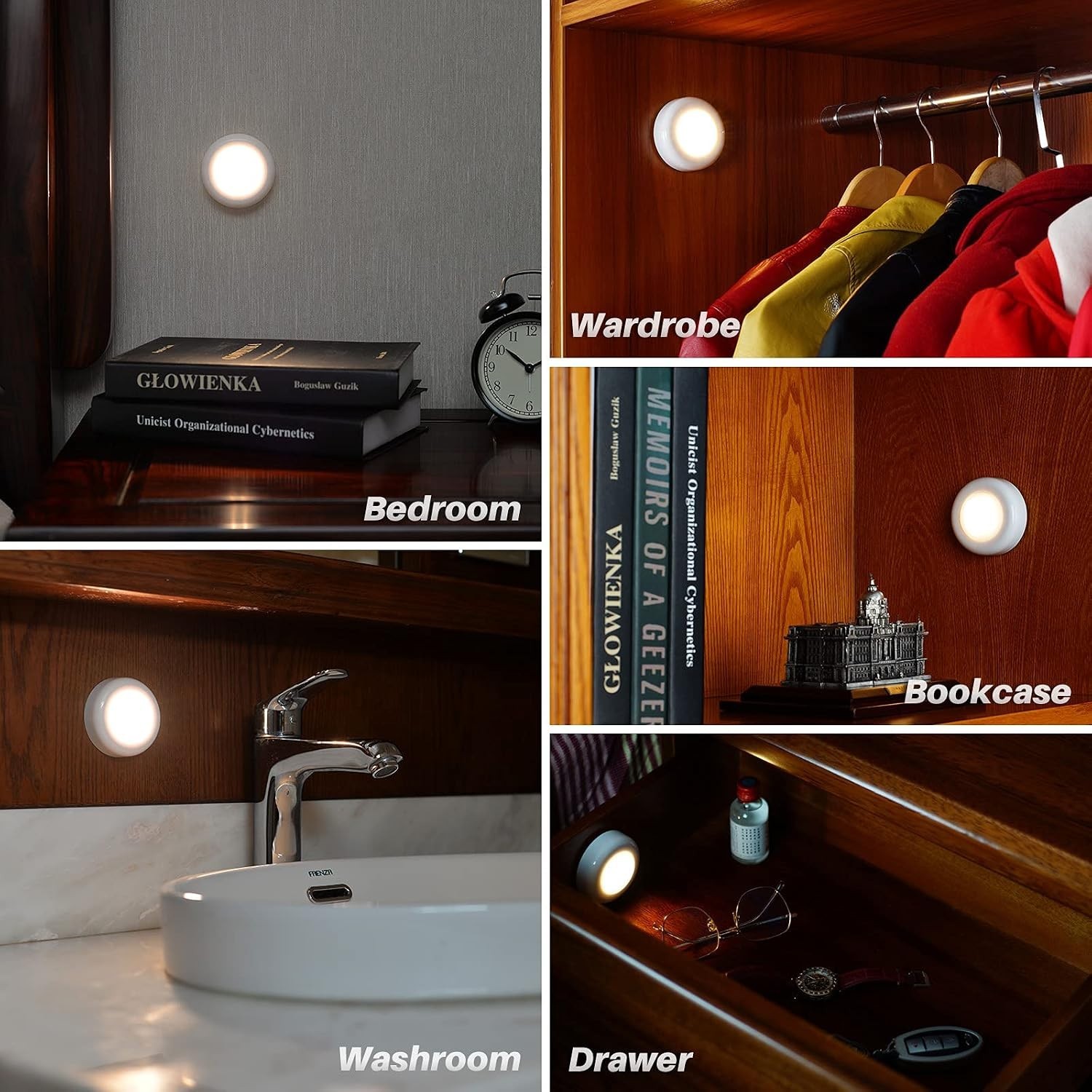 Elegant 5-Pack 2.8” LED Puck Lights – Touch Control Under Cabinet Lighting