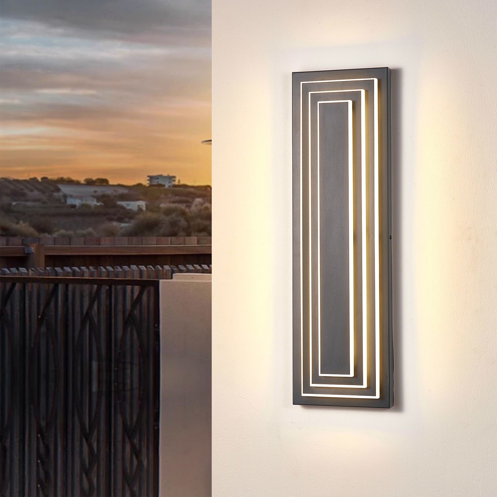 24″ 2 Pack Outdoor Wall Light Black LED Garage Sconce Porch Waterproof Fixtures