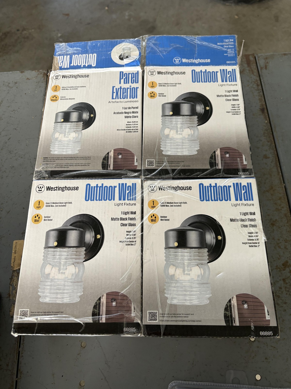 Westinghouse Outdoor Wall Light Fixture Matte Black Clear Glass Porch Set 4