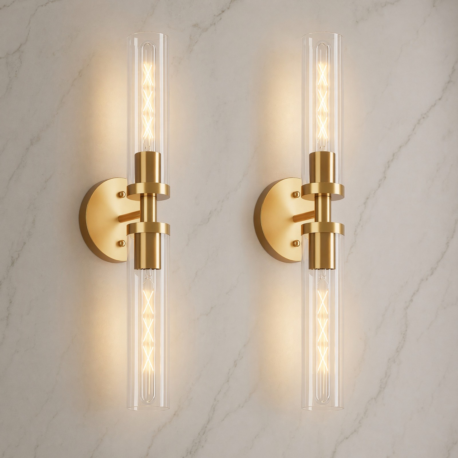 2 Pack 22» Modern Indoor Wall LED Light Gold Bathroom Vanity Sconce Fixture