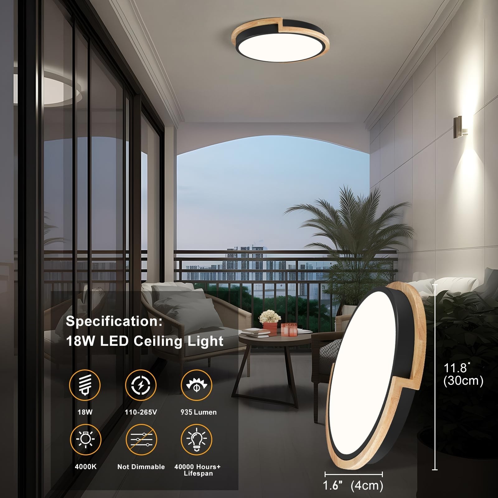 Modern LED Close to Ceiling Light, Round Shape Flush Mount Ceiling Light Fixt…