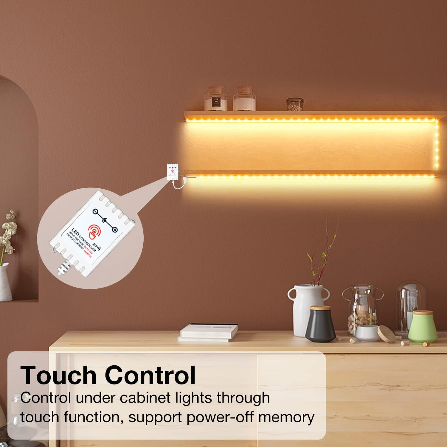 6 PCS under Cabinet LED Lights with Remote 9.8Ft Dimmable 2700K-6500K Warm White