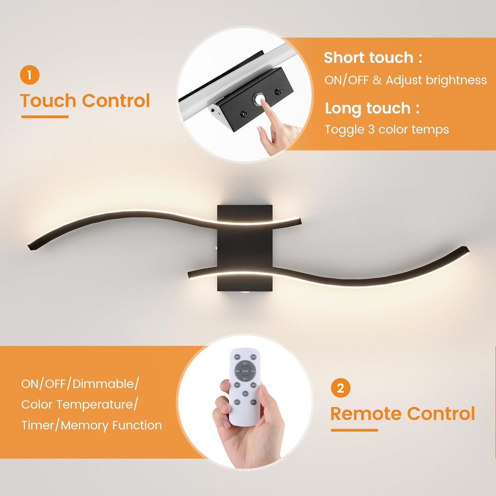 Battery Operated Wall Sconces Set of Two 27.6 Inch Dimmable Wireless Lights with